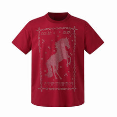 Omirad Rhinestone Horse Graphic T-Shirt
