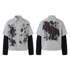 Omirad Ink-Splash Layered Stripe Shirt