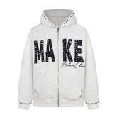 Omirad “MAKE” Studded Zip Hoodie