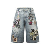 Omirad “Vintage Charm Patch Denim Shorts