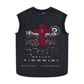 Omirad Distressed Cross Sleeveless T-Shirt