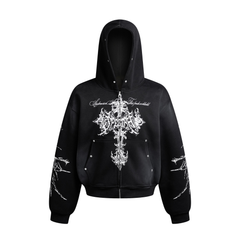 Omirad Gothic Cross Zip Hoodie