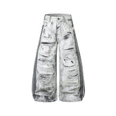 Omirad Distressed Stripe Wide-Leg Jeans