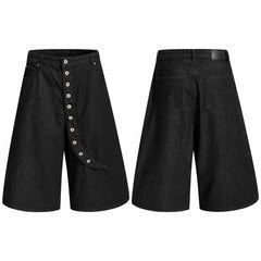 Omirad Asymmetric Button Denim Shorts