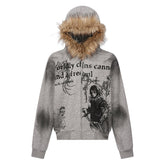 Omirad Gothic Fur-Trim Zip-Up Hoodie