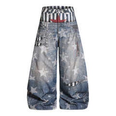 Omirad Layered Star Print Balloon Jeans
