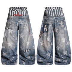 Omirad Layered Star Print Balloon Jeans