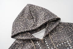 Omirad Studded Cross Cropped Zip Hoodie