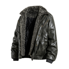 Omirad Faux Leather Bomber Jacket