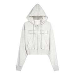Omirad Studded Cross Cropped Zip Hoodie
