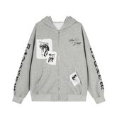 Omirad Distressed Graphic Zip Hoodie