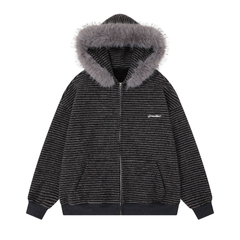 Omirad Striped Knit Zip Hoodie