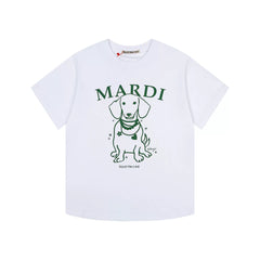Mardi Pearl Dog Graphic Summer Casual Cotton Tee