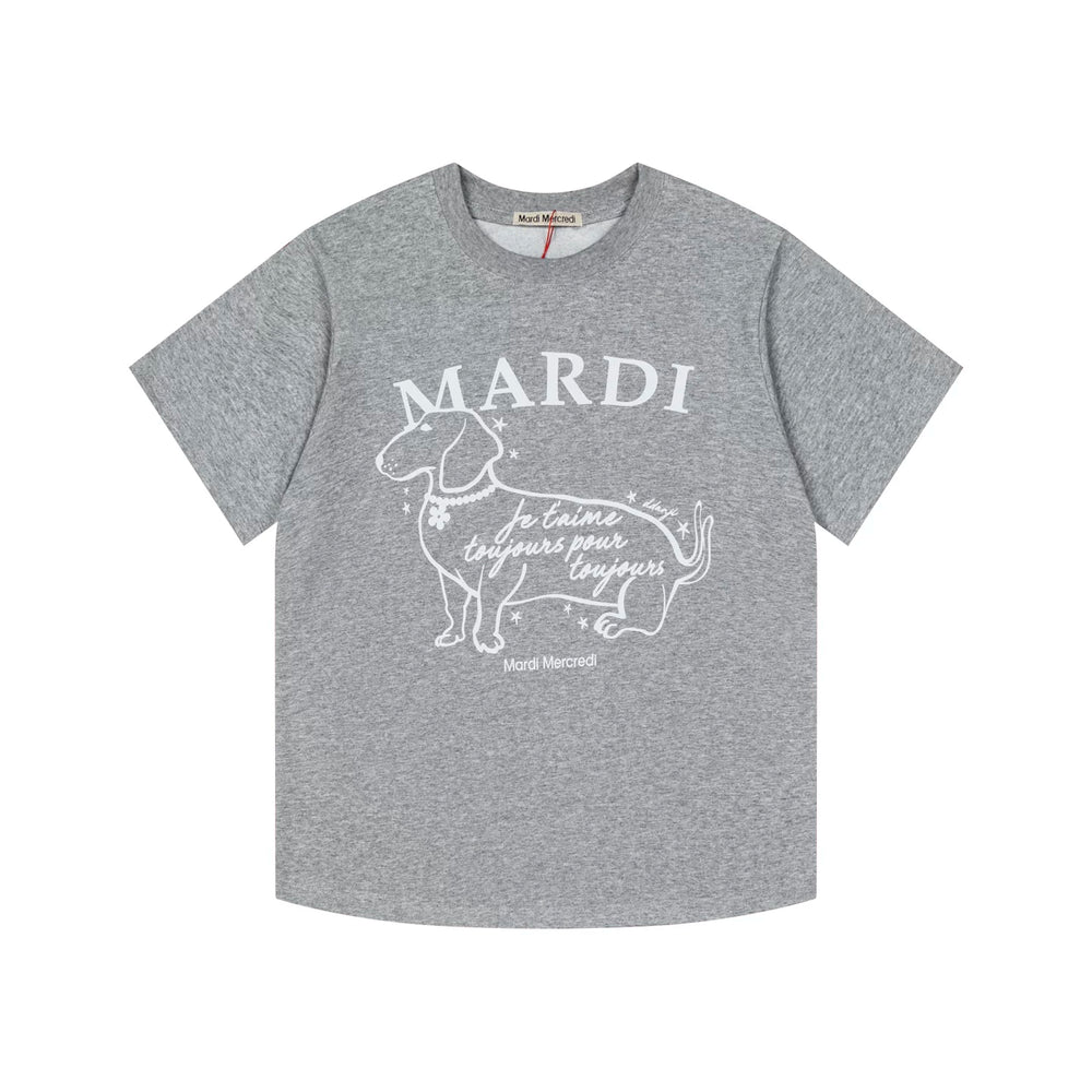 Mardi Side Profile Dog Summer Cotton Casual Tee