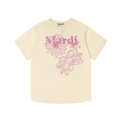 Mardi Three Flowers Graphic Summer Cotton Casual Tee