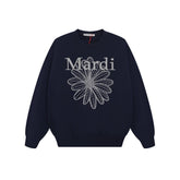 Mardi Embroidered Daisy Flower Autumn Oversized Fleece Sweatshirt
