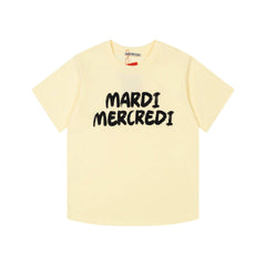 Mardi Graffiti Letter Graphic Summer Cotton Casual Tee