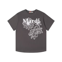 Mardi Three Flowers Graphic Summer Cotton Casual Tee