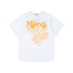 Mardi Three Flowers Graphic Summer Cotton Casual Tee