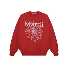 Mardi Embroidered Daisy Flower Autumn Oversized Fleece Sweatshirt
