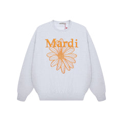Mardi Embroidered Daisy Flower Autumn Oversized Fleece Sweatshirt