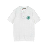 Mardi Embroidered Daisy Summer Cotton Slim Knit Polo