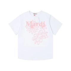 Mardi Three Flowers Graphic Summer Cotton Casual Tee