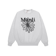 Mardi Embroidered Daisy Flower Autumn Oversized Fleece Sweatshirt