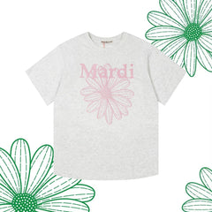 Mardi Embroidered Daisy Flower Summer Cotton Casual Tee