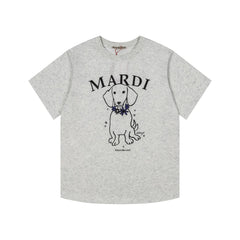 Mardi Pearl Dog Graphic Summer Casual Cotton Tee