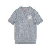 Mardi Embroidered Daisy Summer Cotton Slim Knit Polo