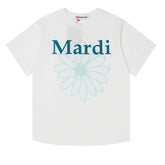 Mardi Three Flowers Graphic Summer Cotton Casual Tee