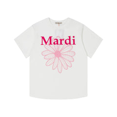 Mardi Embroidered Daisy Flower Summer Cotton Casual Tee