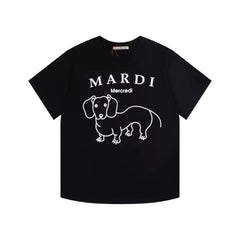 Mardi Dachshund Graphic Summer Casual Cotton Tee Unisex