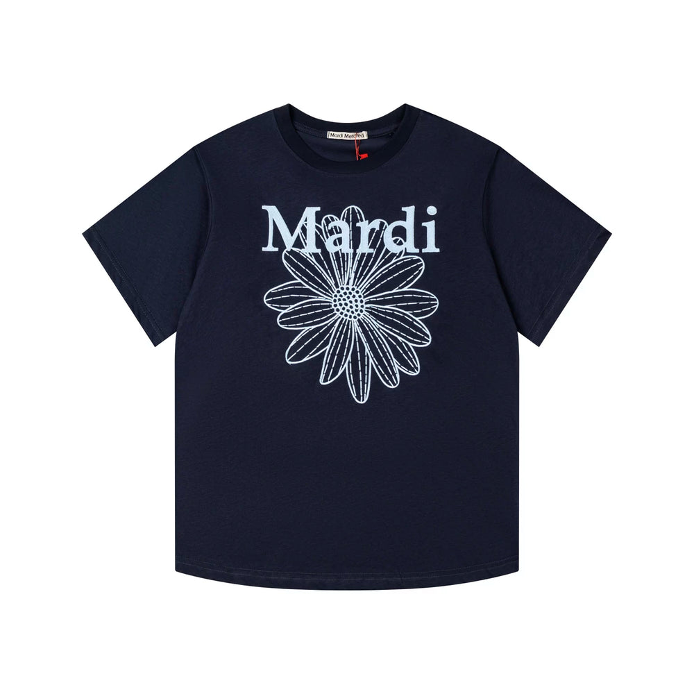 Mardi Embroidered Daisy Flower Summer Cotton Casual Tee