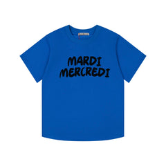 Mardi Graffiti Letter Graphic Summer Cotton Casual Tee