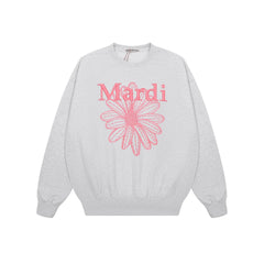Mardi Embroidered Daisy Flower Autumn Oversized Fleece Sweatshirt