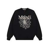 Mardi Embroidered Daisy Flower Autumn Oversized Fleece Sweatshirt
