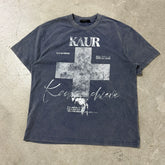 Vintage Distressed Cross Print Heavyweight Unisex T-Shirt