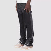 Men's Retro Flared Jeans Cargo Denim Workwear Pants