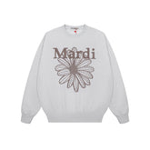 Mardi Embroidered Daisy Flower Autumn Oversized Fleece Sweatshirt