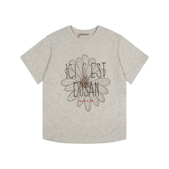 Mardi Three Flowers Graphic Summer Cotton Casual Tee