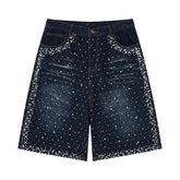 Omirad Pearl Studded Denim Shorts