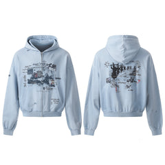 Omirad Collage Graphic Zip-Up Hoodie