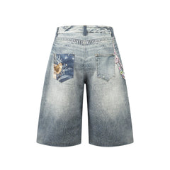 Omirad “Vintage Charm Patch Denim Shorts