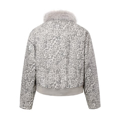 Omirad Leopard Faux Fur Collar Jacket