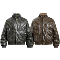 Omirad Faux Leather Bomber Jacket