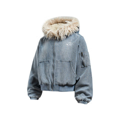 Omirad Fur-Trim Washed Hooded Jacket