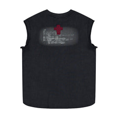 Omirad Distressed Cross Graphic Sleeveless T-Shirt