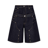 Omirad “Double Waist Panel Denim Shorts”